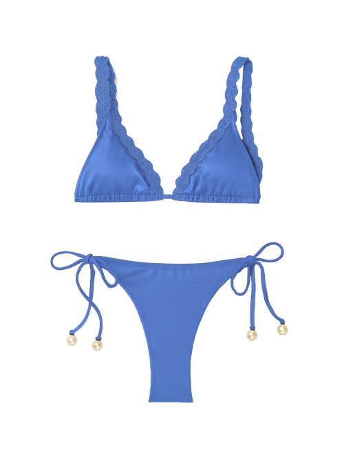 Marilla Blue Bikini – Macrame Details & Pearl