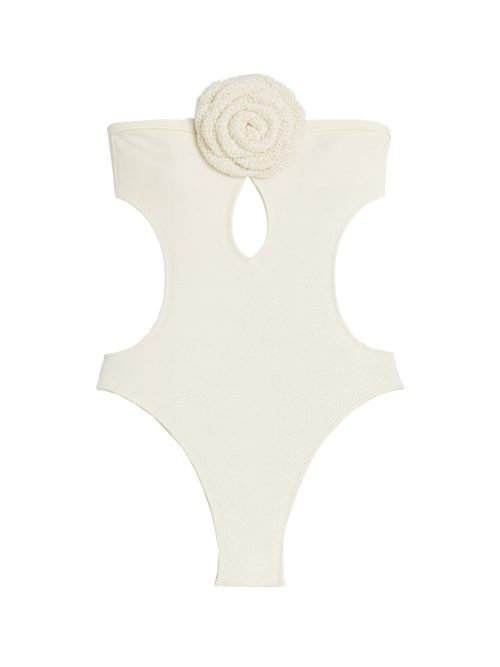 Rosalia White Swimsuit Handmade Macrame White Rose